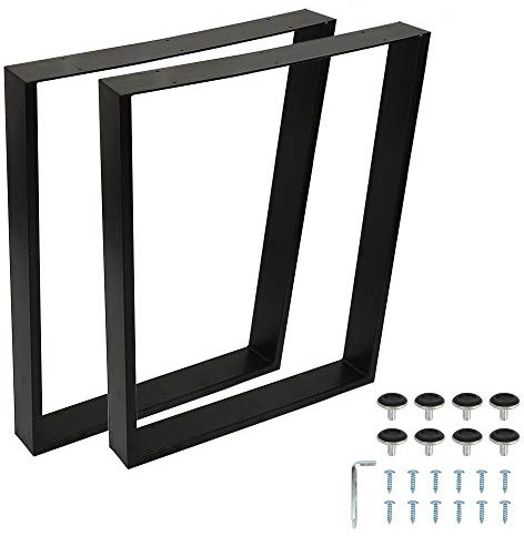Belfoyer Lot de 2 Pied de Table Metal, 60 x 72 cm, Pieds de Bureau Rectangulaire, Pied de Table Metal, Tube carré, Pied de Meuble, en Acier, Pieds de Table à Manger (Noir)