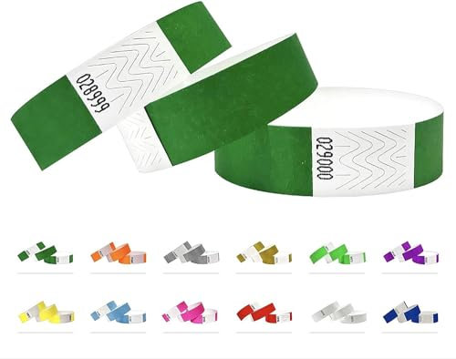 Bracelets d'identification Tyvek 19 mm, 10 000 pièces, Bracelets événementiels (Vert foncé, 10 000 Pack)