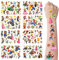 Tattoo Kinder, Temporäre Tattoo Aufkleber Kinder, 8 Blätter Cartoon Tattoo Sticker Set, Wasserdicht Stickers für Mädchen Jungen, Kindertattoos als Geburtstagsgeschenke, Kindergeburtstag Mitgebsel