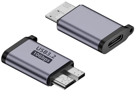 10Gbps USB C Hembra a Micro B Macho Dato Carga Adaptador - Convertidor de Datos y Carga para Disco Duro Externo SSD, Tablet, Cámara Digital - Paquete de 2 Unidades