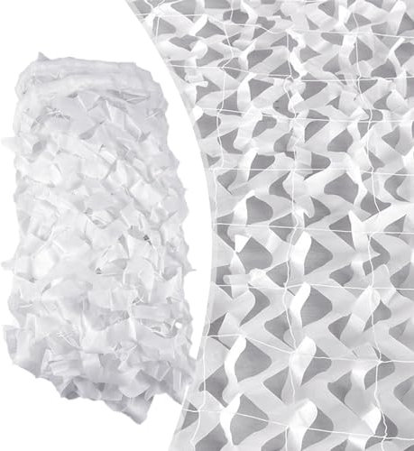 Filet de Camouflage Blanc,Filet de Camo pour décoration,Filet D'ombrage de Pergola,Voile Solaire Camouflage Double Couche avec Support en Maille,2x7m,1x4m,3x8m,4x11m,6x14m,8.5x10m(Taille:3x4.0m)
