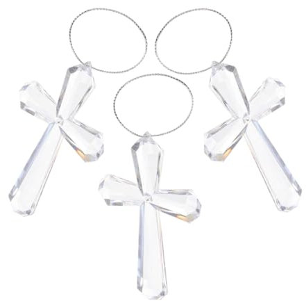 Tofficu 3 Stück Transparente Kreuz Hängedekoration Kreuzanhänger Kreuz Hängedekoration Osterbaumbehang Osterparty Gastgeschenke Ostergeschenk Osterzubehör Osterbaumschmuck