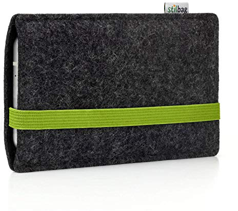 Stilbag maßgeschneiderte Handyhülle Leon | Smartphone-Tasche aus Filz | Handy Schutzhülle | Handytasche Made in Germany (Grün - Anthrazit)