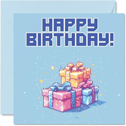 Stuff4 Geburtstagskarte für Männer und Frauen, Pixel Art, Geburtstagsgeschenke, Karte für Bruder, Schwester, Sohn, Tochter, Onkel, Tante, Kollegen, Freund, 145 mm