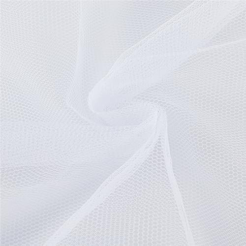 BENECREAT 2 m de Tela de Malla Blanca, Tela de Malla Rígida Rectangular de 1.8 m para Coser, Bolsillo de Mochila, Bolsa de Malla, Vestido de Novia con Deshuesado