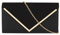 MEGAUK Damen Clutch Samt Abendtasche Elegante Handtasche Envelope Tasche Unterarmtasche mit Kette für Hochzeit Wedding Prom Party (07065 Schwarz klein)