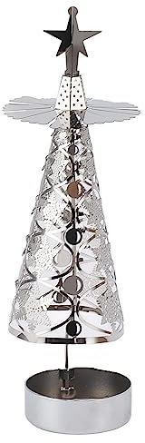 Rotierender Kerzenhalter, Weihnachten, rotierender, drehender Kerzenhalter für Halloween, Weihnachten, Geburtstag, Hochzeit, Dekoration, Teelichter, Kerzen (Silberne Schneeflocke)