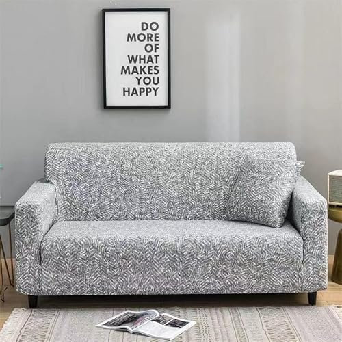 Sofa überwurf Retro Grau Sofa überzug Stretch Sofahusse Sofabezug Ecksofa mit Elastischen Boden Sofabezug L Form Universal Couchbezug Waschbar Couch überzug 2 Sitzer