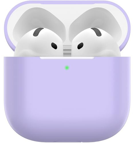 Nemteur Hülle für AirPods 4, Thin Schützende Silikon Case für AirPods 4th 2024 (USB-C) Skin Front LED Sichtbar Silicone Cover, Lavendel