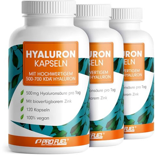 Hyaluron Kapseln 360x - optimal hochdosiert mit 500 mg Hyaluron pro Tag - hochwertige 500-700 kDa Hyaluronsäure + 2 mg bioverfügbares Zink - laborgeprüft mit Zertifikat - 100% vegan