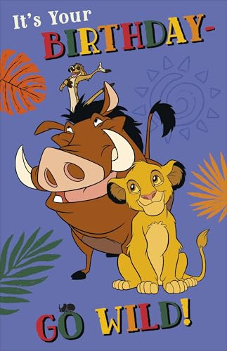 Disney Simba Pumbaa Timon Geburtstagskarte für Jungen, König der Löwen Geburtstagskarte für Jungen/Mädchen, Happy Birthday Karte für Bruder/Neffe/Enkel/Sohn/Patensohn, niedliche