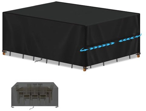 SIMPHAUS Bache de Protection Exterieur Salon de Jardin Impermeable Bache Table Exterieur,Anti-UV 420D Oxford Tissu Protection Table de Jardin Exterieur,House Table Exterieur 220x110x75cm