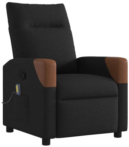 vidaXL Massagesessel Schwarz Stoff, Massage TV-Sessel, Sessel mit Massagefunktion, Fernsehsessel, Massage Fernsehsessel, TV-Sessel, Sessel, Ruhesessel