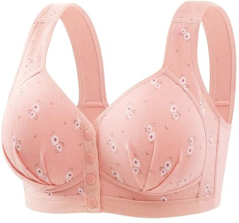 Brasier in cotone con bottoni anteriori senza bordi, taglia L, con bottoni a coppa fine, stile gilet, bordo medio, reggiseno in cotone da donna, taglia L, oro rosa, 0
