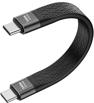 Powice USB C auf USB C Kabel Kurz 10cm, USB C Kabel Flach 40Gbps, 240 W, 8K@60 Hz für Samsung Galaxy S24 S23, iPhone 15 Pro/15ProMax/15, MacBook Air/Pro
