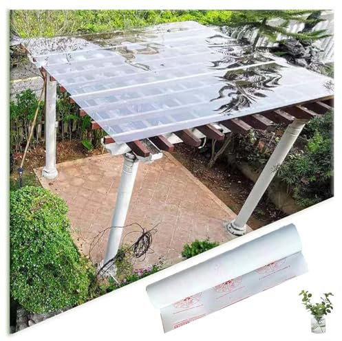 Suwooy Pergola Roof Panels,1mm Clear Polycarbonate Roofing Sheets,Easy Bend and Cut Acrylic Plastic Roof Sheet,Greenhouse Transparent Daylighting Panel,Rainproof,Uv Resistant,W×L-0.8×9m(2.6 * 29.5ft)