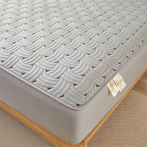 Matratzenschoner 140x190/200cm Gesteppt Anpassbare Matratzenüberzug Atmungsaktive Spannbetttuch Waschbarer Polyester Matratzen Schoner Topper Bettlaken für 30 cm Bett Boxspringbett (120x190+30cm,Gray