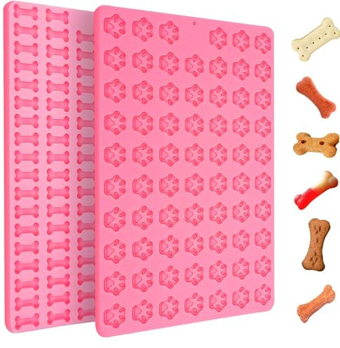 YUNYU Set di stampi in silicone per cani, 10 e 18 cavità, riutilizzabili, antiaderenti, a forma di zampa e osso, per cioccolato, gelatina, cubetti di ghiaccio, dolcetti fai da te per animali domestici