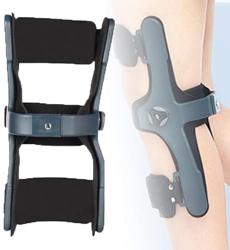 GplHAIN S-2xl Knie-Wegfahrsperre Mit Knopf, Passt Sich Den Beinkurven an - Knie-Hyperextensionsorthese, Knieorthese - Einstellbare Festigkeit, Gehhilfen, Keine Gewichtsbelastung,Blue-Right-L