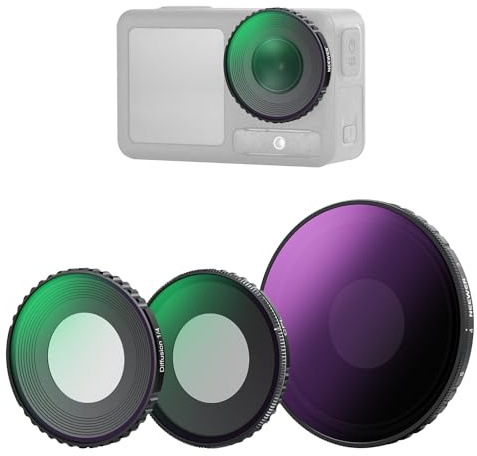 NEEWER ND Filter Kit kompatibel mit DJI Osmo Action 5 Pro/4, Variabler ND 8-32 + CPL + Schwarzdiffusionsfilter 1/4 für Nebel Kinoeffekt, mehrfachvergütetes HD Action Kamerazubehör, FL-52