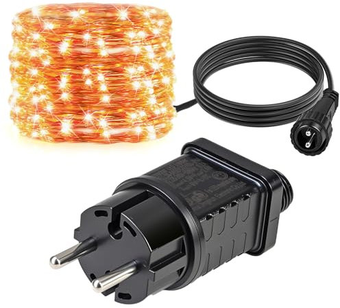 LED Lichterkette Netzteil mit Lichtleiste, IP44 Wasserdicht Trafo Steckernetzteil mit EU Stecker, Passend für Weihnachtsbeleuchtung, Lichterketten Netzteil, adapter lichterkette netzteil