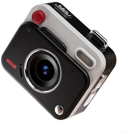 Telecamera digitale CCD retrò, videocamera HD 1080p, piccola fotocamera portatile per studenti e principianti, fotocamera fotografica in stile vintage per lei e lui (nero)