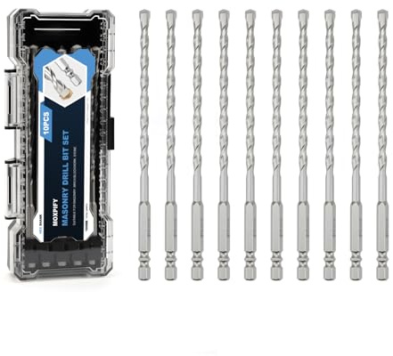 MOXPIFY 10pcs Concrete Drill Bits, 6mm x 150mm Masonry Drill Bit Set for Impact Drill/Driver, Hex Shank