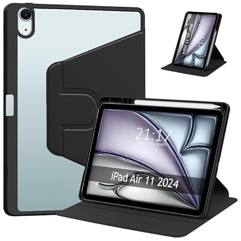 Coque Smart Cover rotative pour Apple iPad Air 2024 11 (M2) Couleur noire