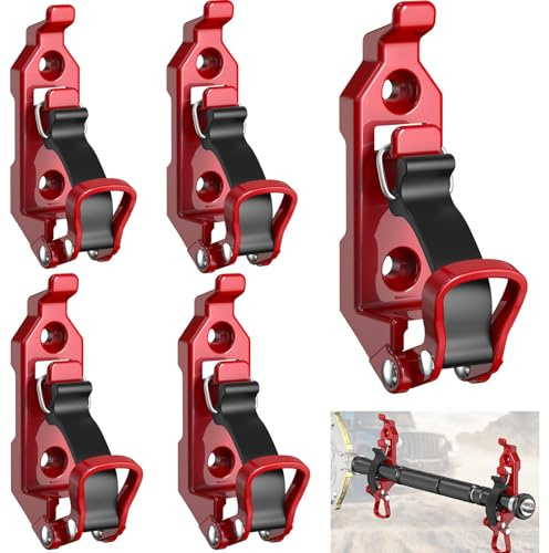 Metal Rubber Shovel Mount for Roof Rack,Durable Axe Holder Clamp Mount Kit for Truck,Wall Mount for Roof Rack Boats and Family Workshop Tools,Fit 0.67 to 1.57 Diameter Tool (Red, 4PCS)