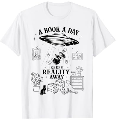 Un Libro al Giorno Tiene LA Realtà LONTANA Lettura Maglietta