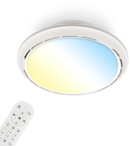 BRILONER - Ventilatore da soffitto con luce LED, telecomando, 6 velocità, CCT e luminosità regolabile, lampadario ventilatore da soffitto, lampadario, camera da letto, 44 cm, bianco