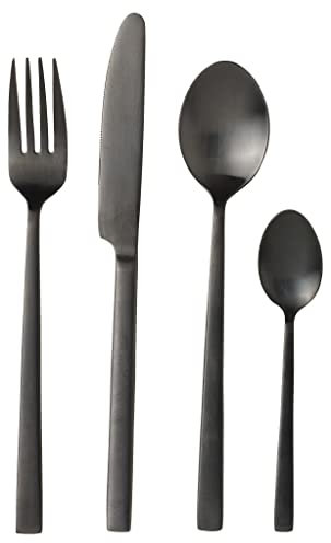 BITZ Besteck-Set/Essbesteck-Set für 4 Personen, 16-teilig, Besteck aus Edelstahl, Mattschwarz