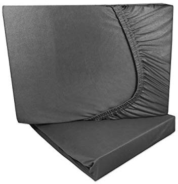 Doppelpack Microfaser Spannbetttuch/Spannbettlaken Rundumgummi (grau, 90-100x200 cm)