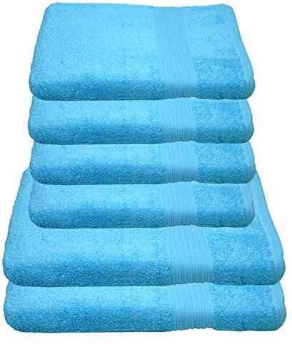 Julie Julsen 6 TLG Handtuchset 2 Badetücher 4 Handtüche Reine Baumwolle über 30 Farben Türkis