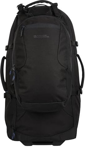 Mountain Warehouse Voyager Wheelie 50 + 20 Liter Rucksack – Gepolsterter Airmesh-Rücken mit Abschließbaren Reißverschlüssen und Verstellbaren Gurten – Camping, Outdoor Schwarz Jet Einheitsgröße