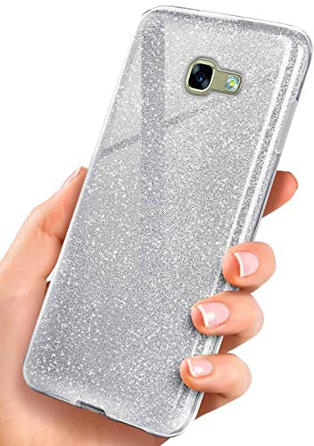 ONEFLOW Glitter Case für Samsung Galaxy A5 (2017) Glitzer Handyhülle mit Kameraschutz, Stylische Hülle Glitzernd, Dünne TPU Schutzhülle für Damen, Glitzerhülle Qi kompatibel, Silber