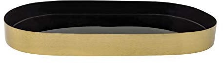 LaLe Living Bandeja decorativa Glam de hierro dorado/negro, 30 x 15 cm como bandeja para servir o para decorar jarrones o velas