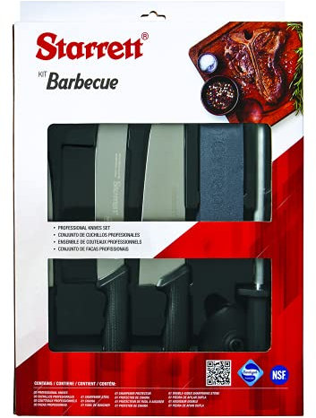 Starrett Stainless Steel Barbecue BBQ Knife Set - 6-Pieces - Black Handle