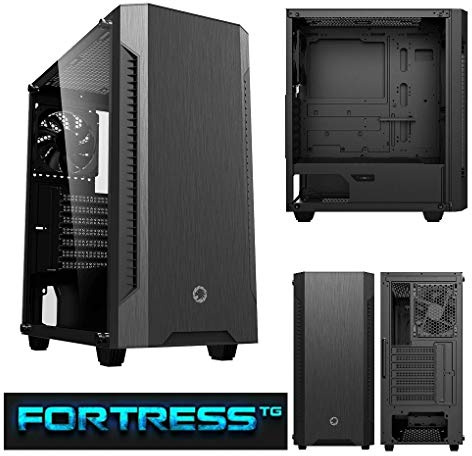 GameMax Case PC Gaming Fortress TG Midi ATX Tower con 3 ventole, 120 mm