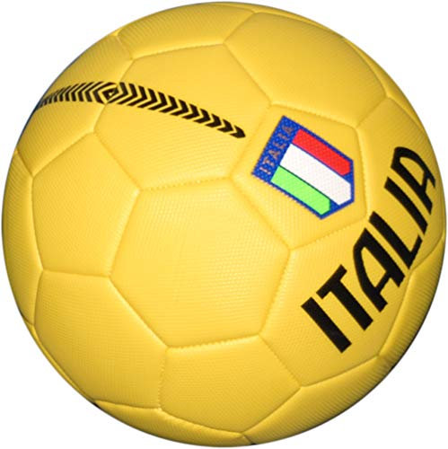 Pallone da Calcio Italia con Stemma della Federazione Italiana Giuoco Calcio - Taglia 5 – Idea Regalo (Giallo)