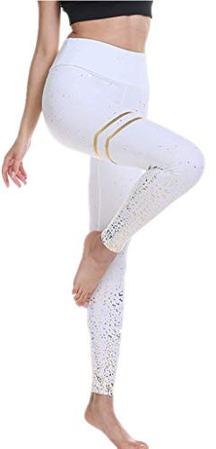 DEEWISH Hosen Damen, Frauen Leggings Hose Yogahose Sport-Leggings Jogginghose | Sport Fitness Workout Leggins | Stretch Yoga Hosen Pants | Sporthose, Weiß, XL
