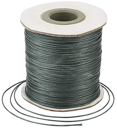 Craftdady 180 Meter runde gewachste Polyesterschnur, 0,5 mm, Spule für Schmuckherstellung und Makramee-Zubehör, Grau