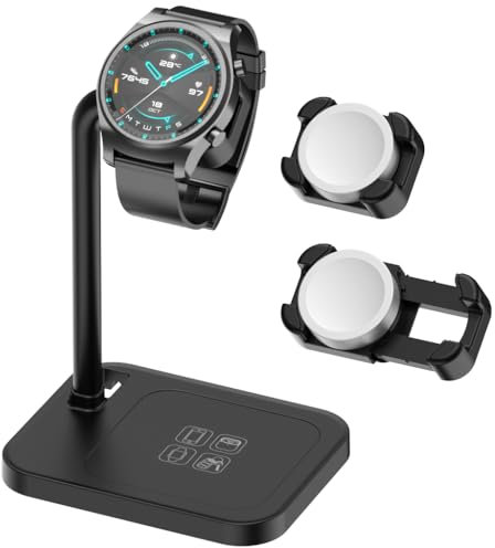 AOJUE Smart Watch Ladeständer für die iwatch Serie SE 6 5 4 3 2 1, kompatibel mit Samsung Galaxy Watch, Huawei Watch GT 2 GT GT 2e, Garmin Vivoactive 3 4 3 Musik, LG, Google Smart Watch (schwarz)