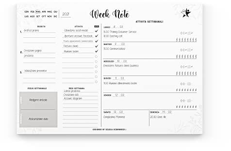 Planner Settimanale Scrivania Week Note programmare e gestire i tuoi impegni, Agenda Appuntamenti - A3 (29,7 cm X 42 cm) con 52 Fogli a strappo