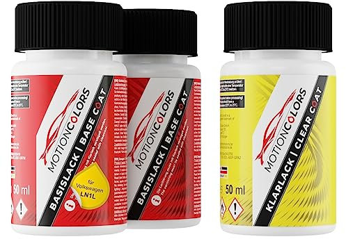 MOTIONCOLORS Gelb LN1L / N1L für Volkswagen/VW Autolack Lackstift Set Grundlack Basislack Klarlack je 50ml