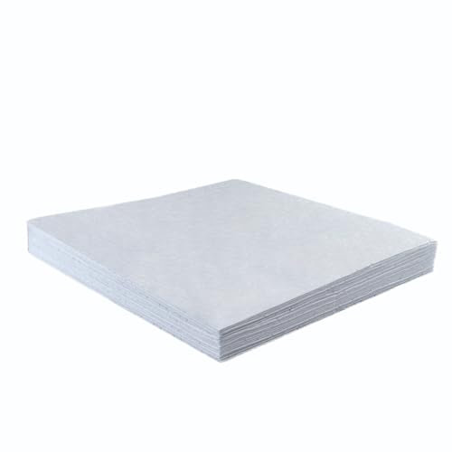 Hoja absorbente de 50 cm x 40 para derrames relacionados con aceite y combustible, fugas, núcleo Sonic capa superior hilada, blanco, uso en interiores exteriores, absorción l, fabricado Reino Unido
