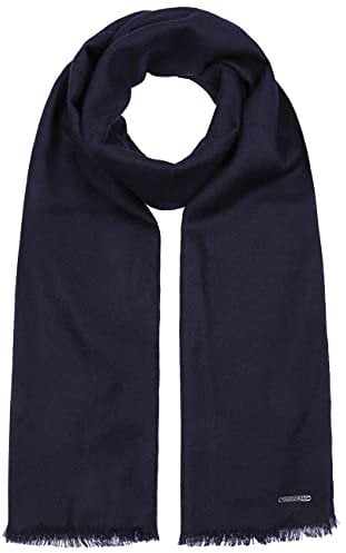 Stetson Lindo Schal - Einfarbiger Schal aus 100% Wolle - Eleganter Wollschal für Herren - Unifarben mit Markenemblem - Winter/Herbst dunkelblau One Size