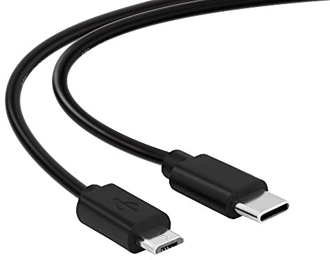conecto Cavo di collegamento da USB C a Micro USB 2.0 da 1,50 m, cavo dati e cavo di ricarica, nero