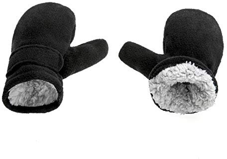 SEYUFN Mitaines d'hiver pour Bébé Doublure en Molleton pour Tout-Petits Garçons Gants Chauds Et Doux pour Bébés Filles Mitaines Réglables en Plein Air (Noir, L)