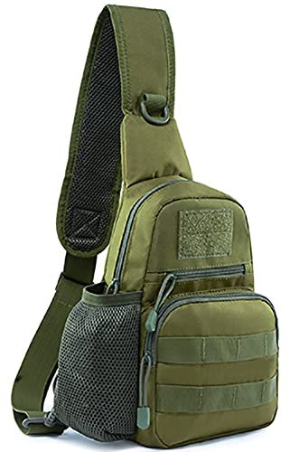 NuCamper Taktisch Sling Rucksack Umhangetasche Militar Brusttasche Tactical Crossbody Bag mit Flaschenhalter für Reise Wandern Radfahren Outdoor Multipurpose Tagepacks